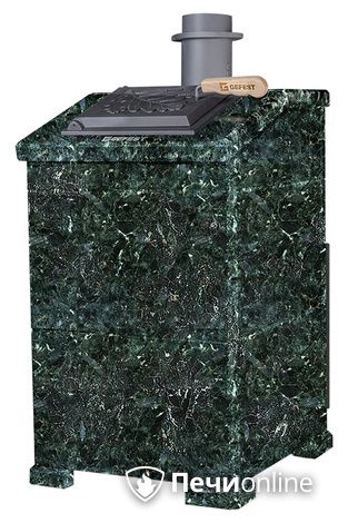 Дровяная печь-каменка Гефест ЗК 18 (h830/40 верх) Президент Серпентинит в Перми